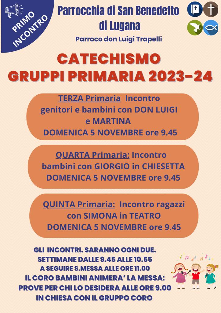 Catechismo Gruppi primaria 2023-24